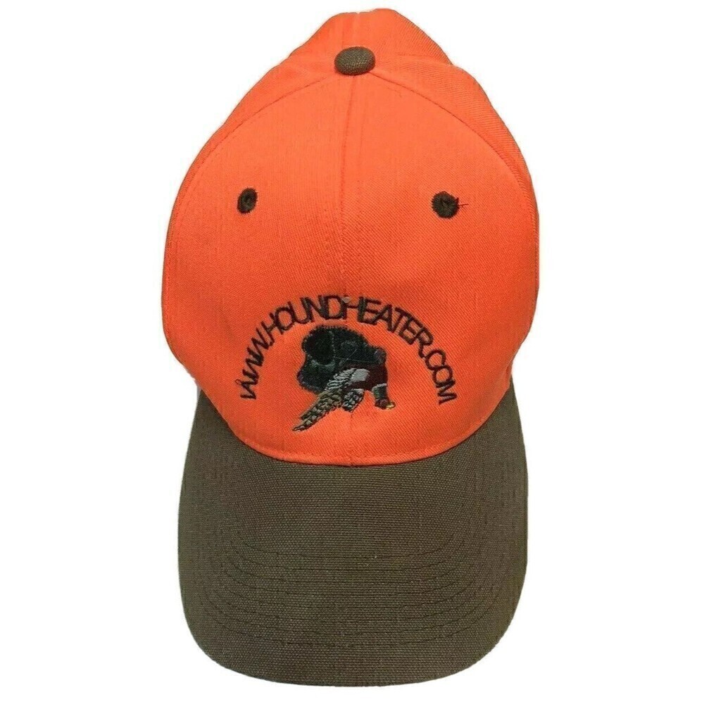 Blaze Orange Baseball Cap Hunting Black Lab w Rooster Pheasant Houndeater.com